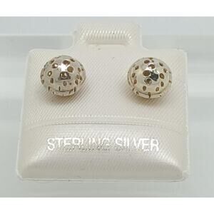 Vintage 925 Sterling Silver Bali Tribal Ball Stud Earrings 7mm